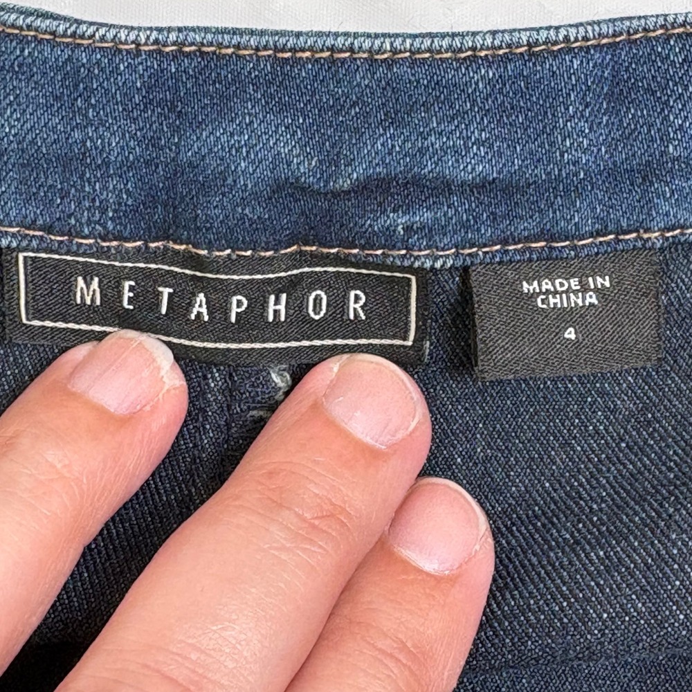 Metaphor Womens Dark Wash Button Front Denim Mini Skirt Size 4 Stretch Blue - Picture 4 of 9